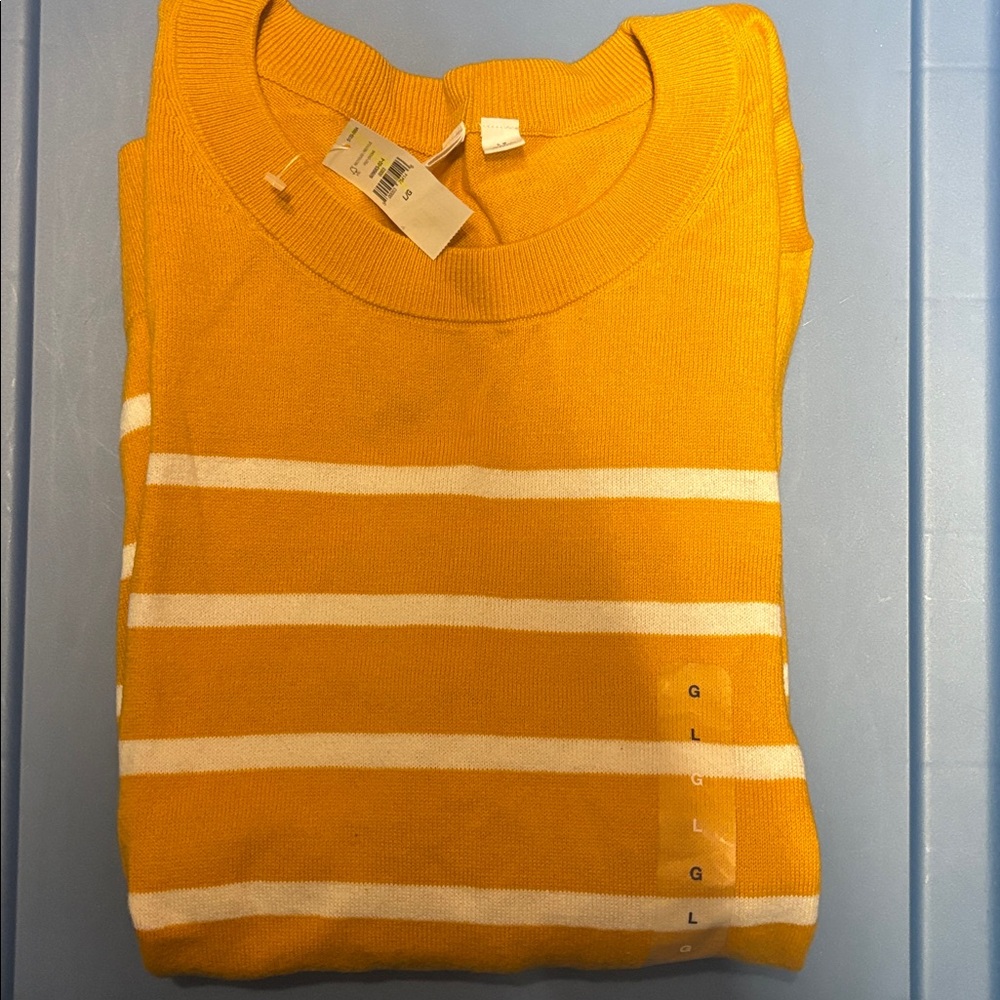 Gap mustard yellow and White Striped Sweater new with tags